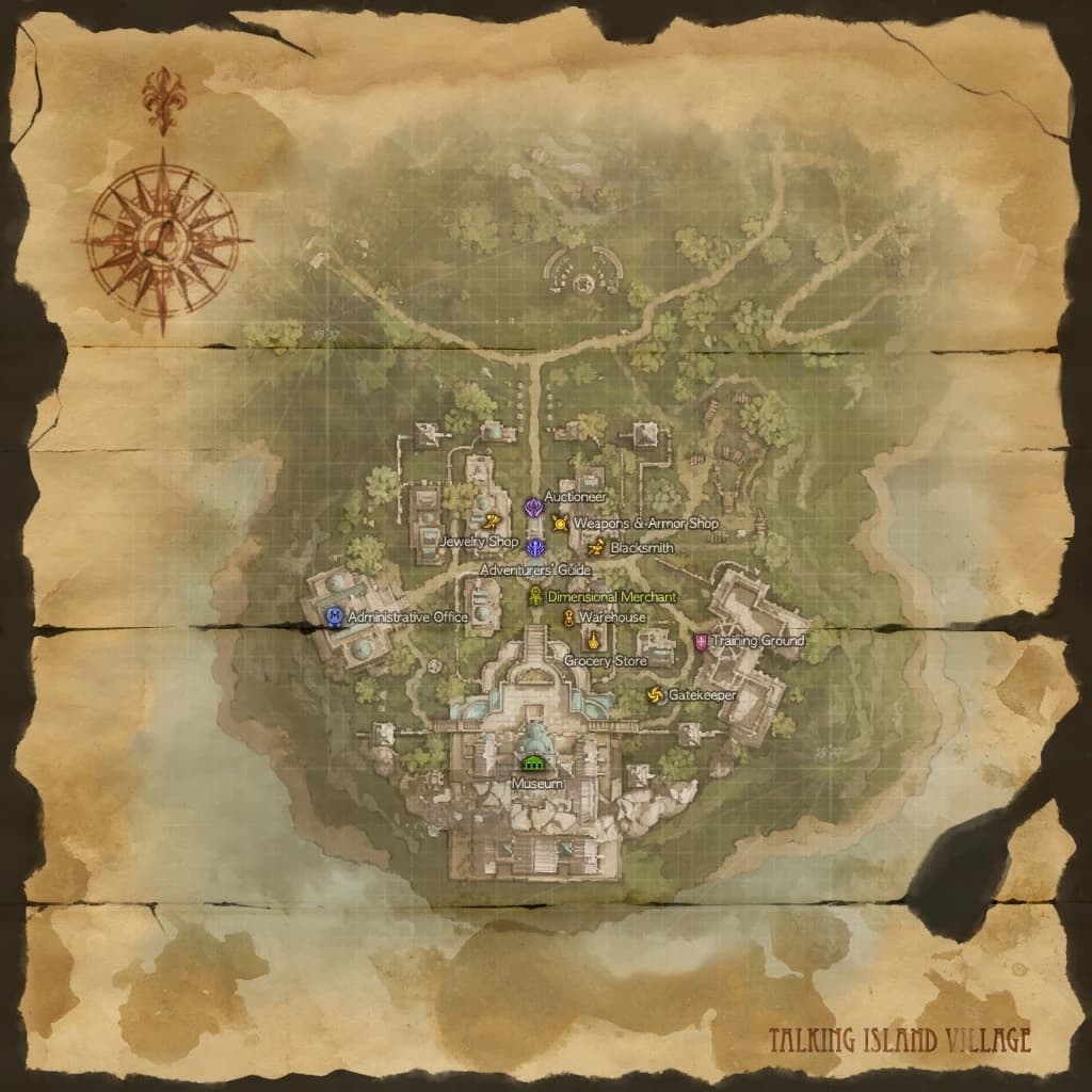 Classic Talking Island walled village — human starter zone